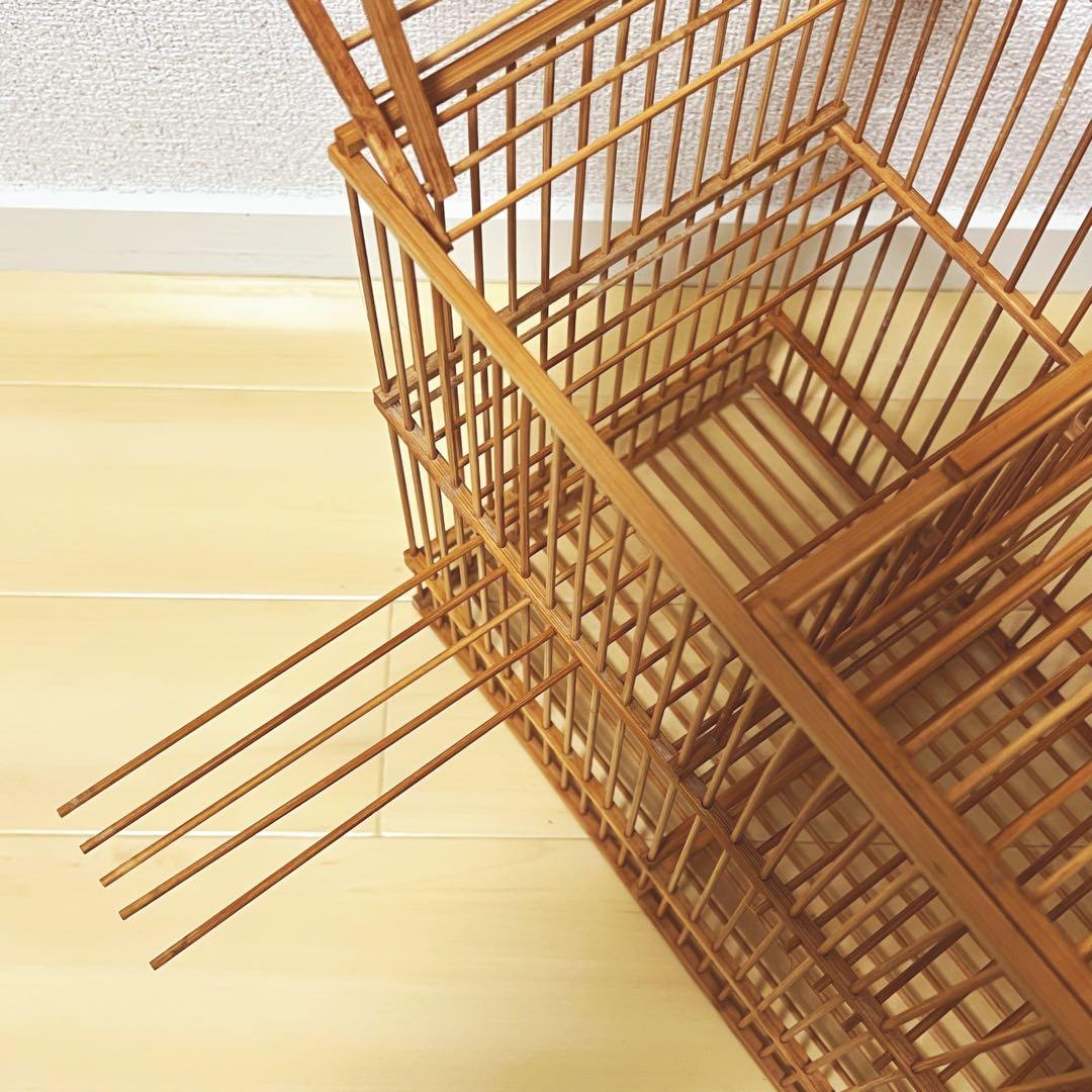 【蔵出し出品】竹製 鳥籠 落とし籠