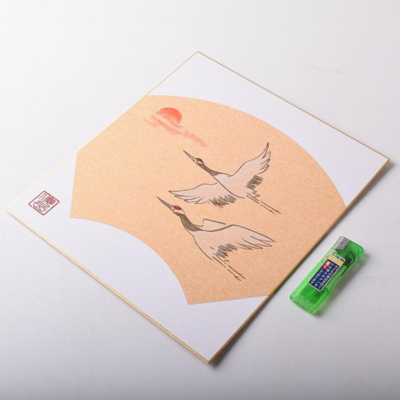 色紙絵　前大徳　須賀玄道筆　禅画花鳥図　二十四節気　共箱　N　7772A