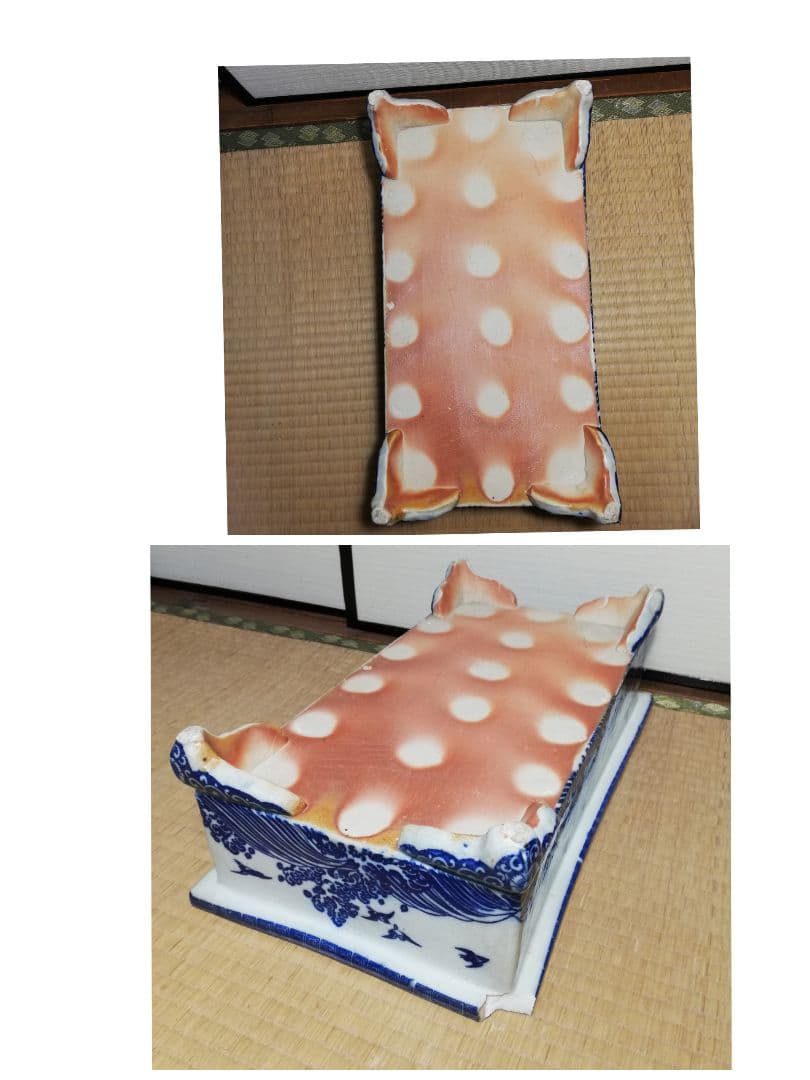 伊万里焼 染付波千鳥文足付水盤 金魚鉢 盆栽鉢 植木鉢 花器 有田焼 骨董 水槽