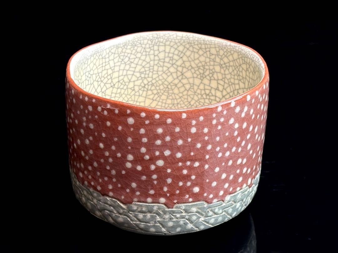 【未使用】七世【川崎和楽】古都まち 茶碗 筒茶碗 共箱共布栞付 R811165