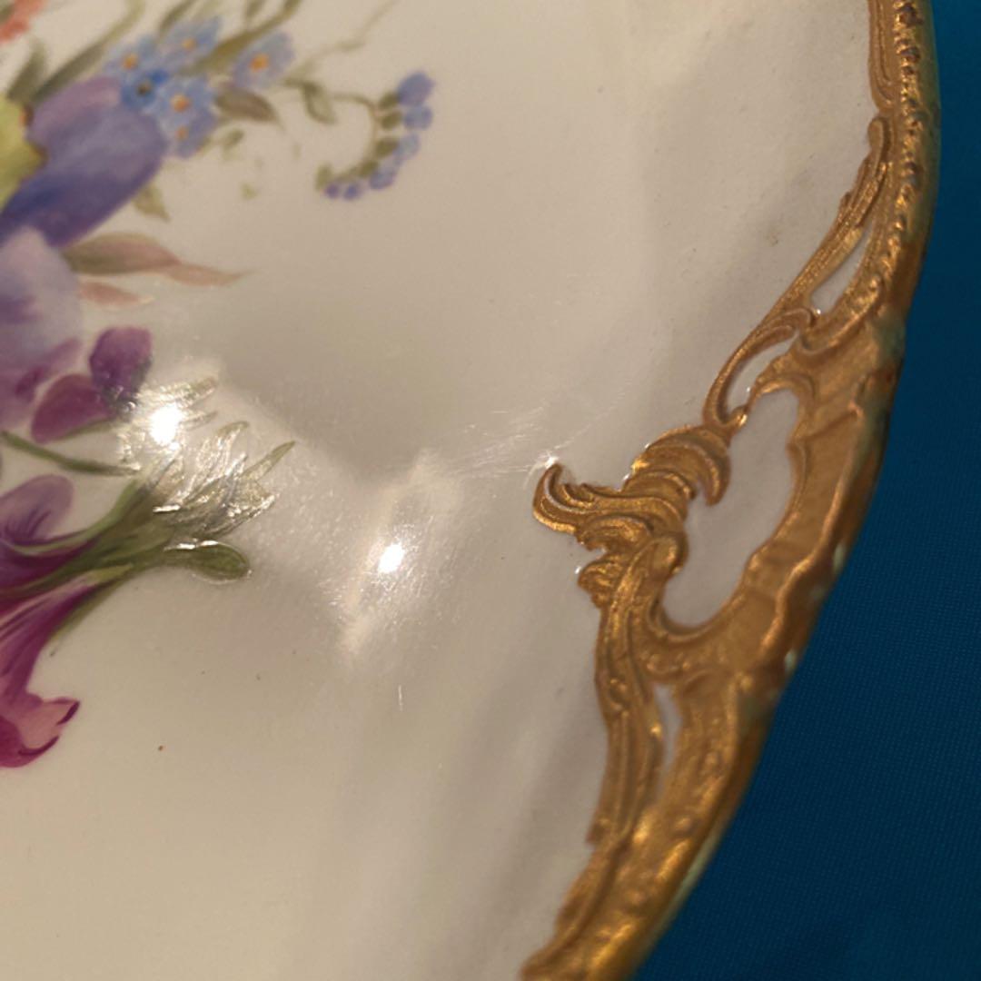 再値下げ★豪華金彩盛り上げ★KPMアンティーク★花プレート飾皿 金盛★ベルリン