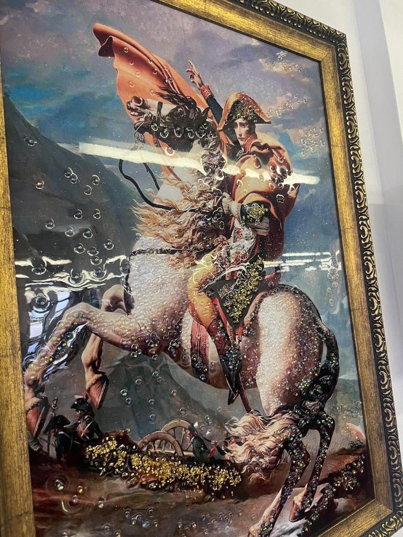 水晶絵　ルイ・ダヴィッド「ナポレオン」　アートパネル　クリスタル　立体　絵画