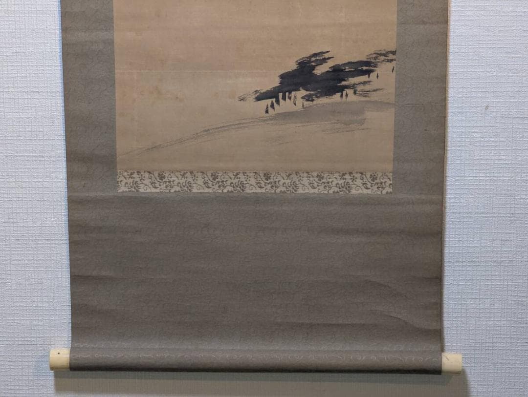 【模写】掛軸　中村不折　富士山図　墨画淡彩　古美術　和骨董　簡潔筆致　U9