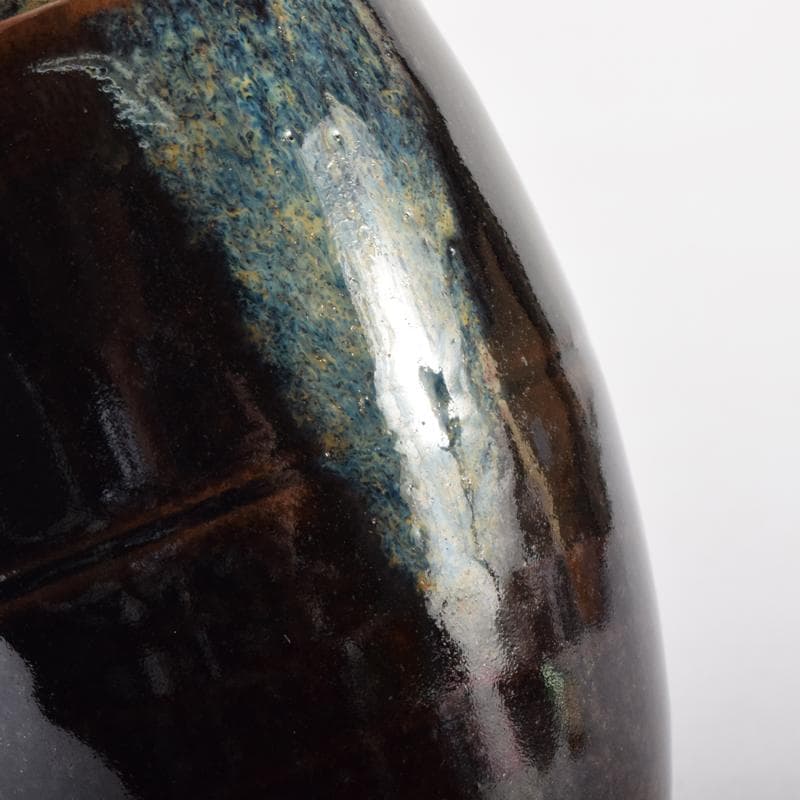 茶道具　京焼　平安喜山造　肩衝茶入　仕覆付　共箱　V　6994