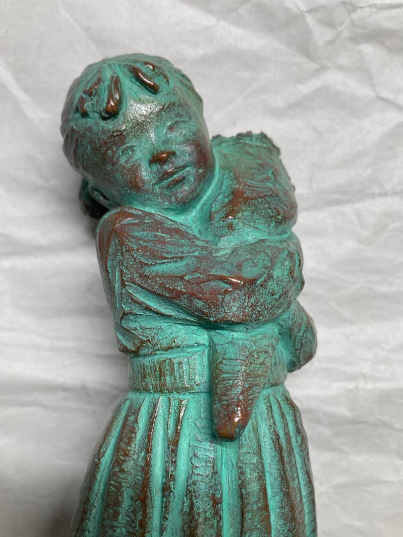 ブロンズ像 加藤豊作 花束を持つ少女 ヴィンテージ 刻印 彫刻 少女 置物