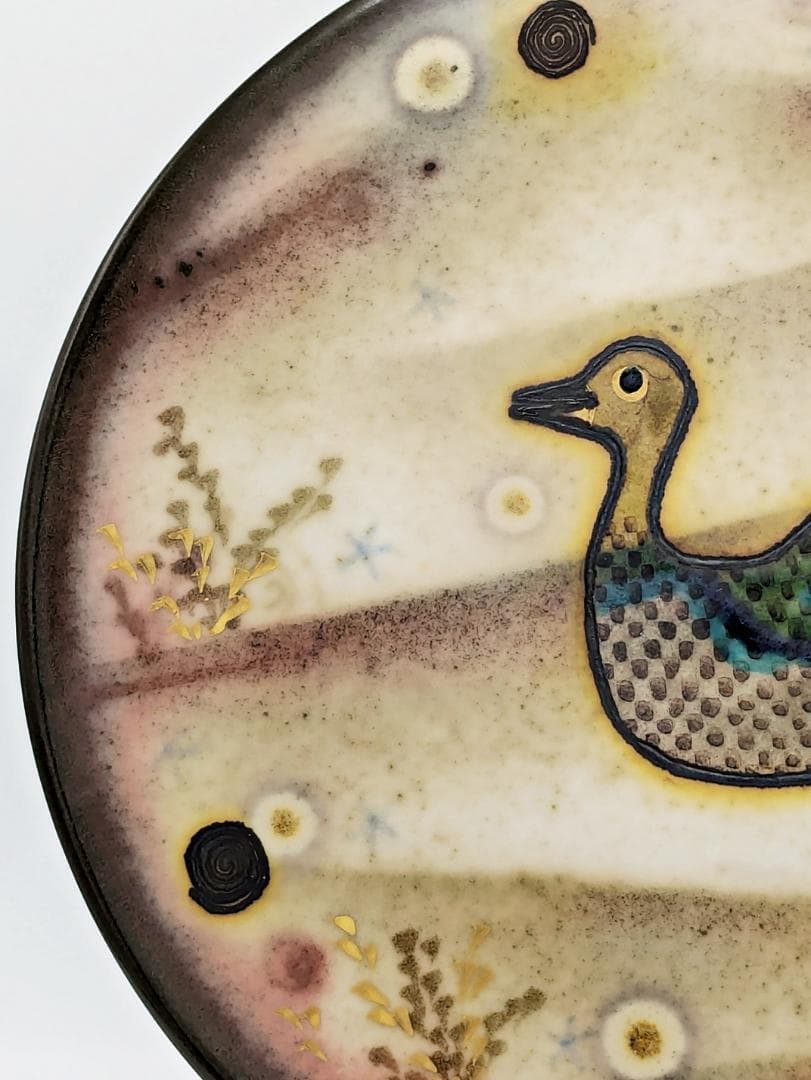 ★未使用美品★伊藤北斗 釉刻色絵陶板夢の風景【20年程前の個展で購入 作家作品】