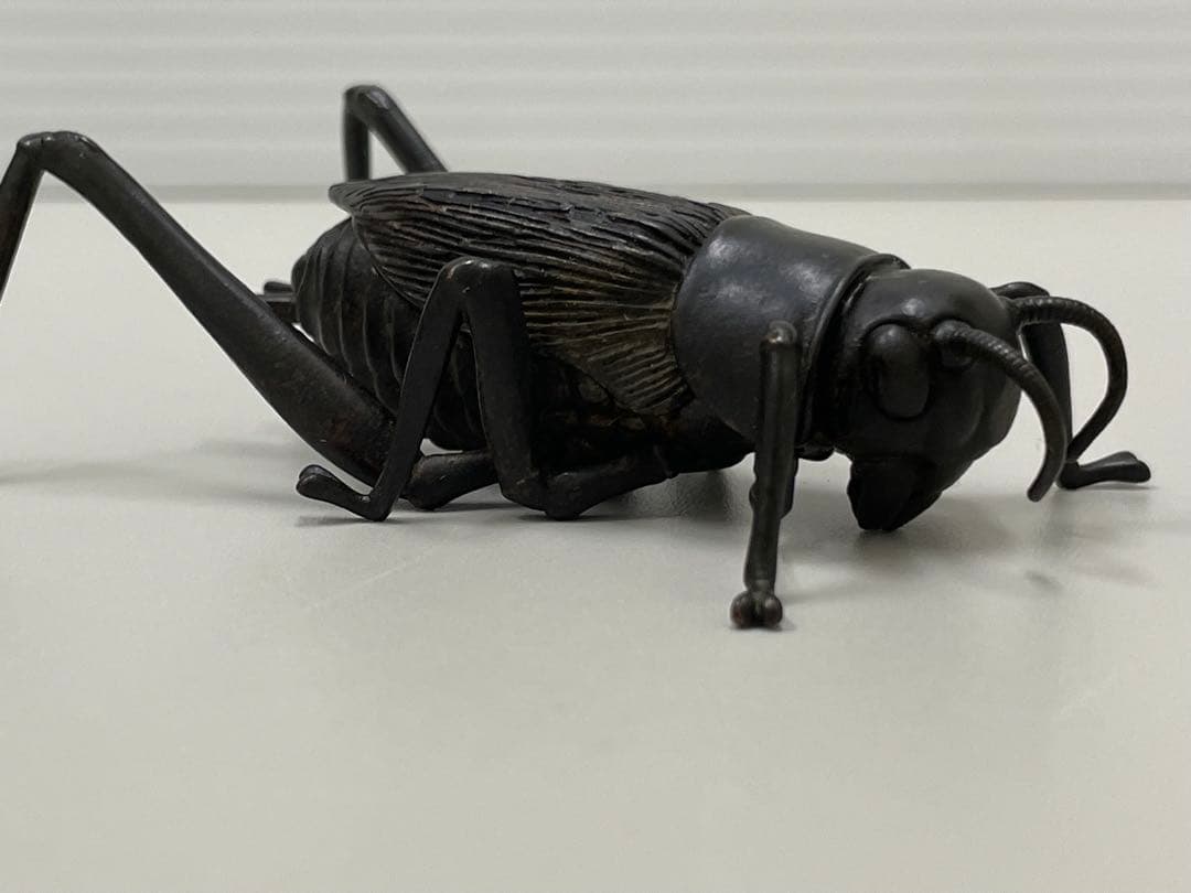 龍文堂　安の介　銅製自在蟋蟀　7cm 古物