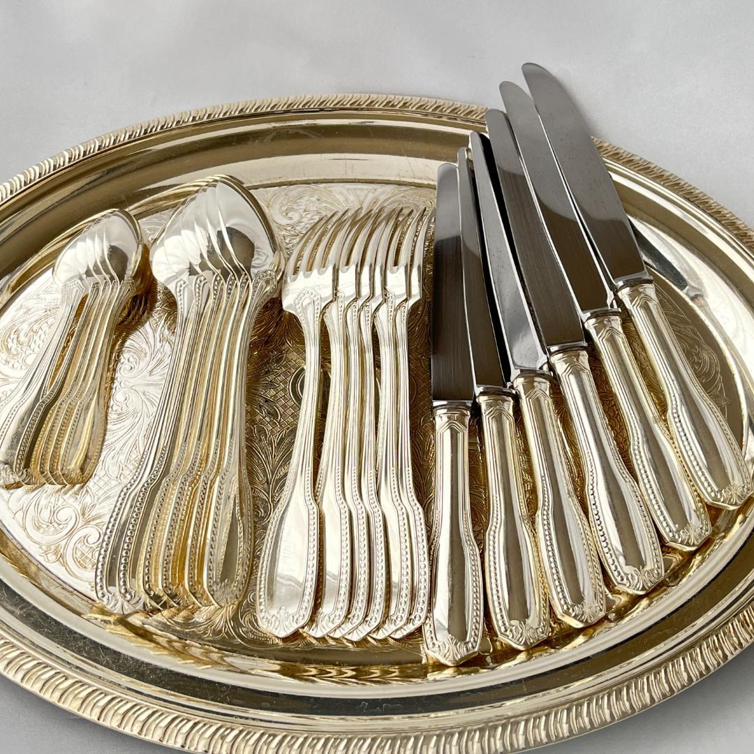 【仏蘭西】 パールとアカンサスのディナーセット 6名用24本【シルバープレート】