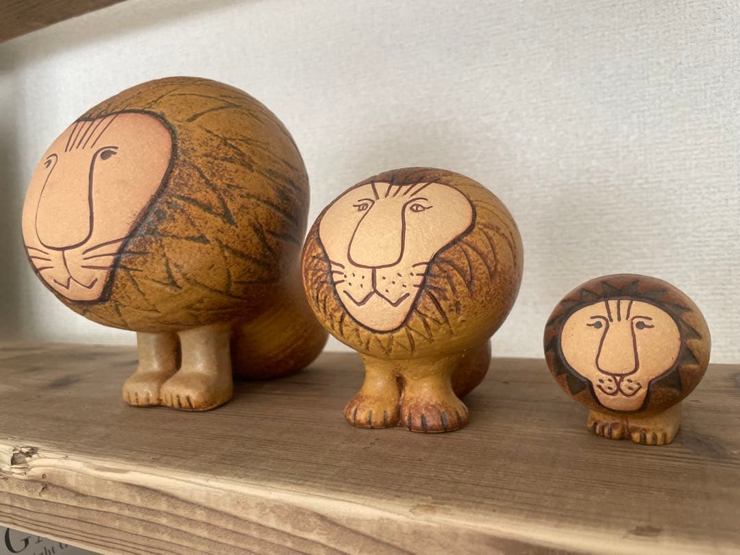 ◆リサラーソン　ライオン陶器　置物　3点セット◆北欧雑貨