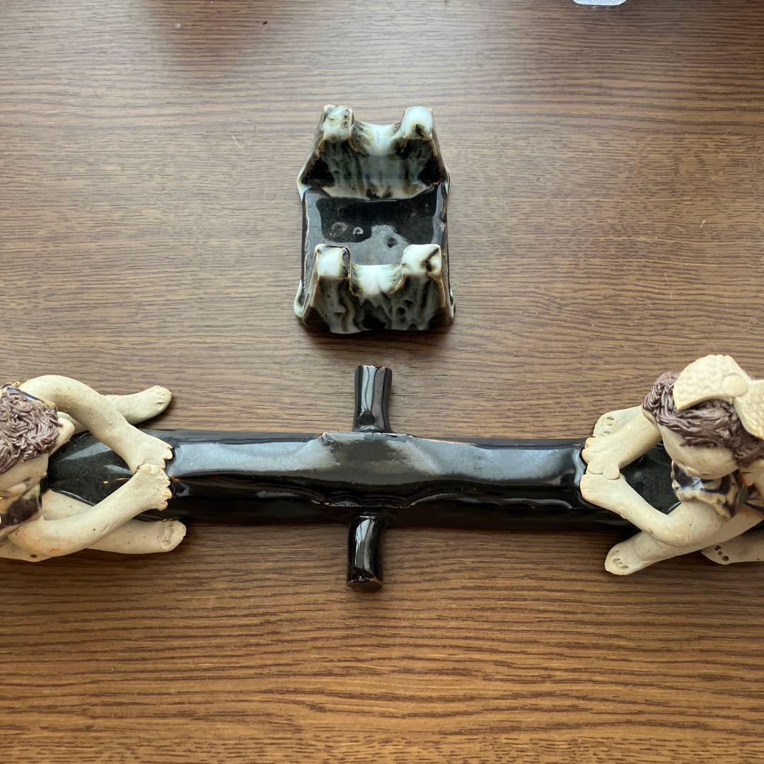 【送料無料】青芳人形 シーソーで遊ぶ子供たちの陶器の置物【匿名配送】