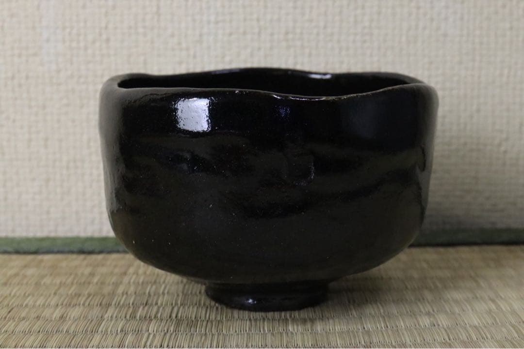 楽吉左衛門 旦入作 黒茶碗 碌々斎 花押 銘 書付箱 共箱 二重箱