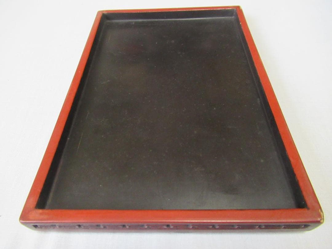 ◆希少 美品 1900年頃(清朝末期)◆剔紅/堆朱 蜀江文、蝶、燕、雷紋 硯箱