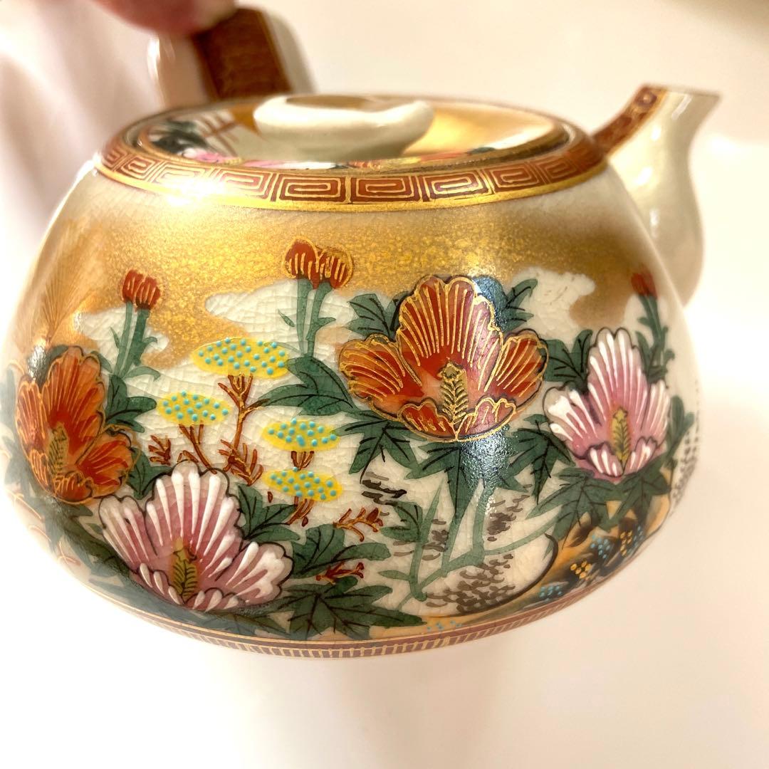 蔵出し！時代物・レトロ・アンティーク【　九谷焼・九谷光崖　急須、お茶碗5客　】