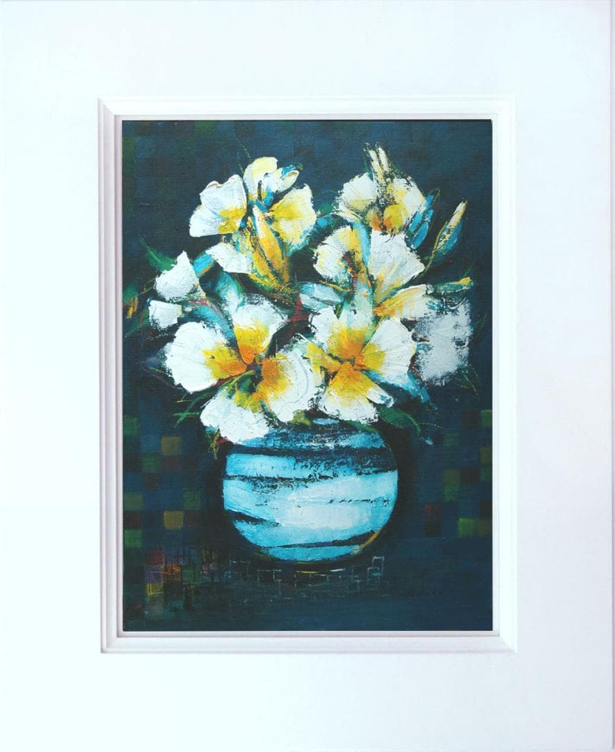 油絵 菅家令子 絵 絵画インテリア 額付 (黒) 油絵 uF6-063604 花