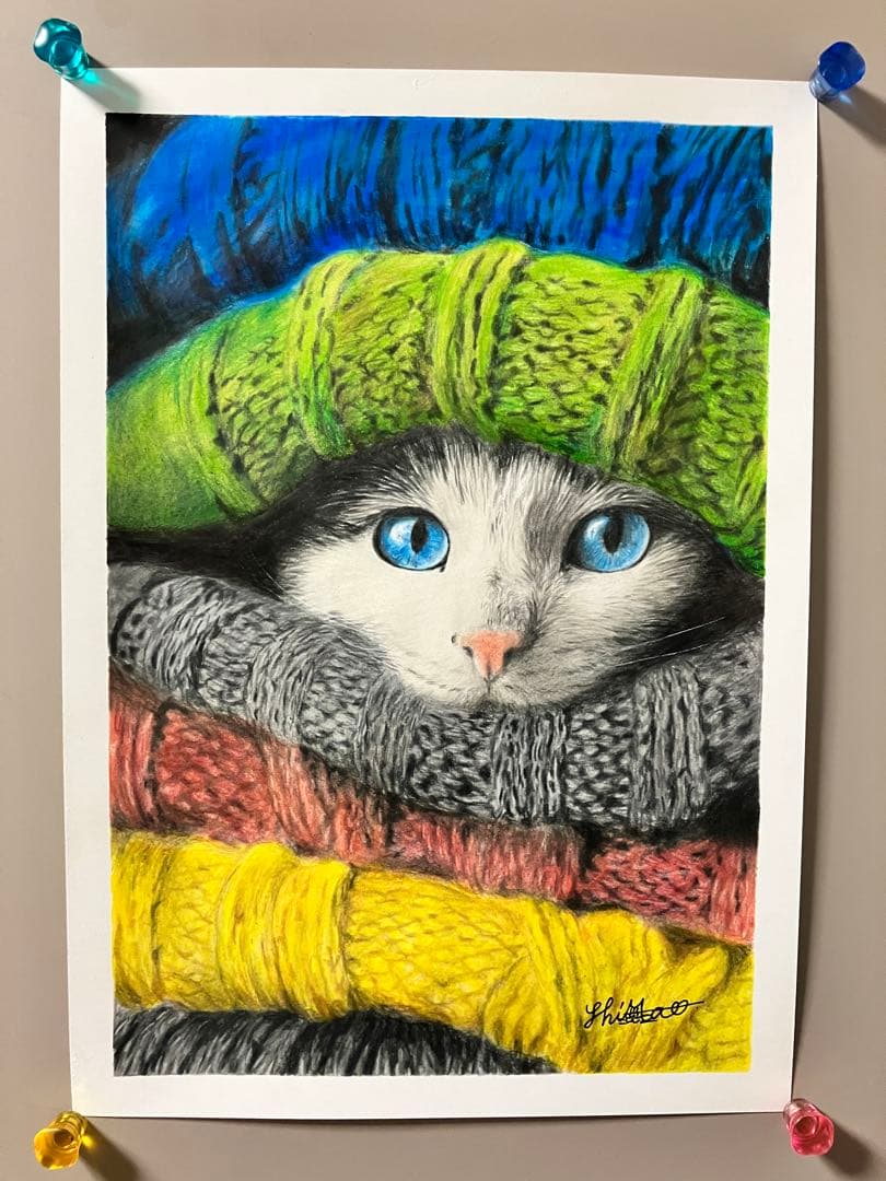 もふもふ特等席 色鉛筆画