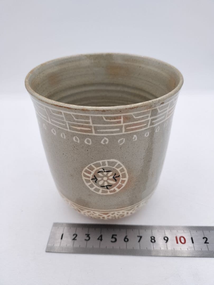 c426 筒茶碗 狂言袴 韓国廣州窯 朴富 木箱 茶道具 古物