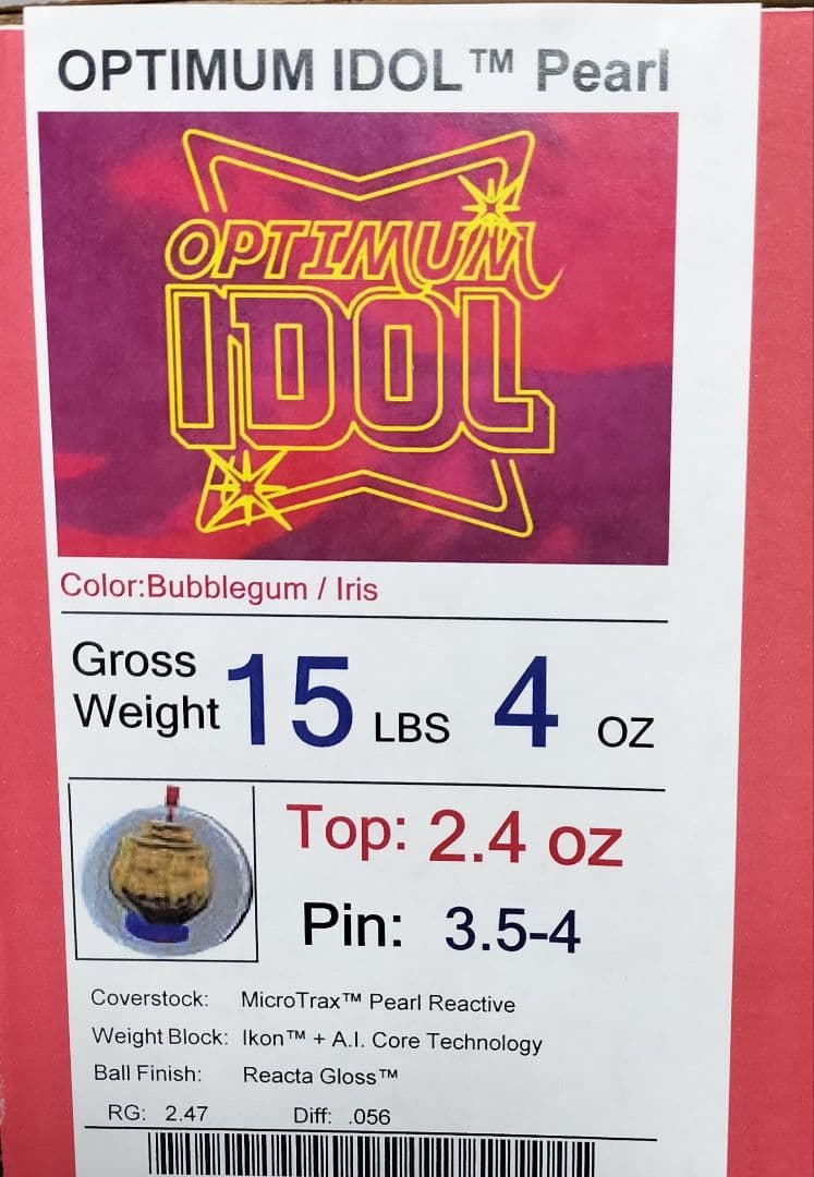 OPTIMUM IDOL Pearl ボウリングボール 15ポンド4オンス