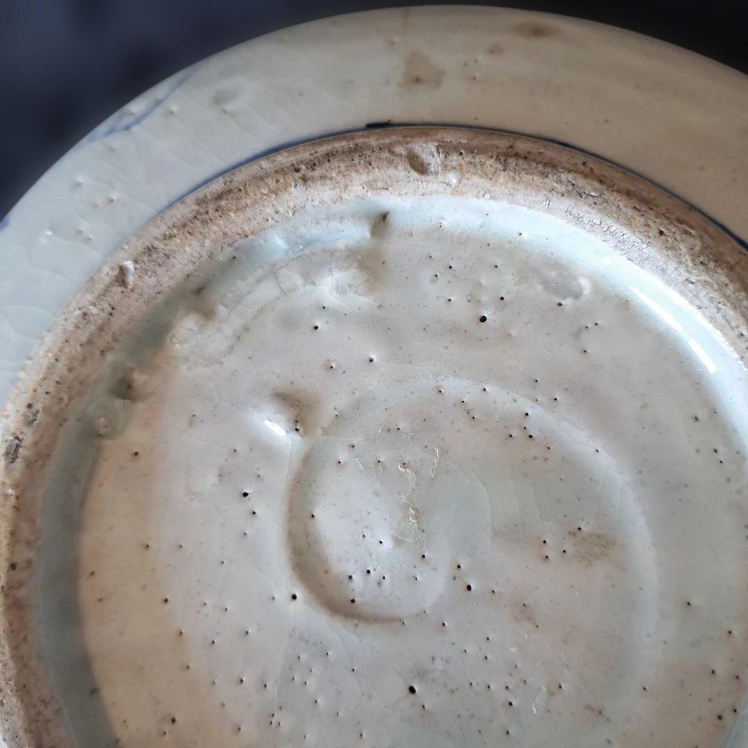 「まるで若冲(じゃくちゅう)のタッチ？！」 古伊万里染付皿(最大幅23cm) 骨