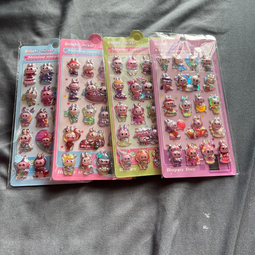 200枚枚セット　ラブブ　ぷくぷくシール　オーロラシール　立体シール