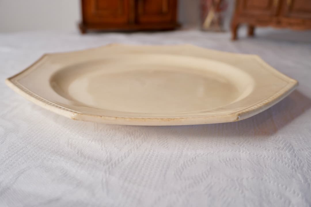 フランス アンティーク クレイユモントロー オクトゴナルプレート 陶器 平皿④