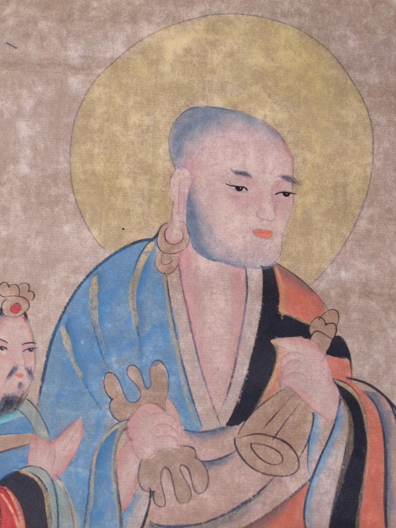 古民家整理品　中国清時代掛け軸　肉筆水彩絵　骨董品　唐物 R1700 C6-3