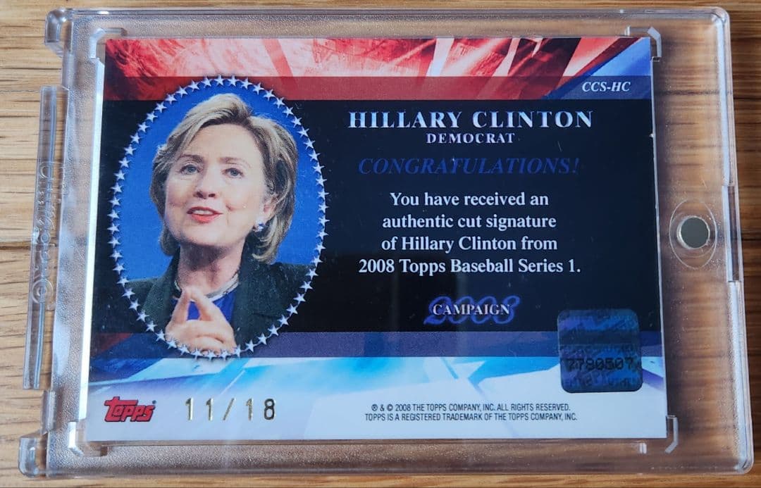 ヒラリー  クリントン 直筆サインカード