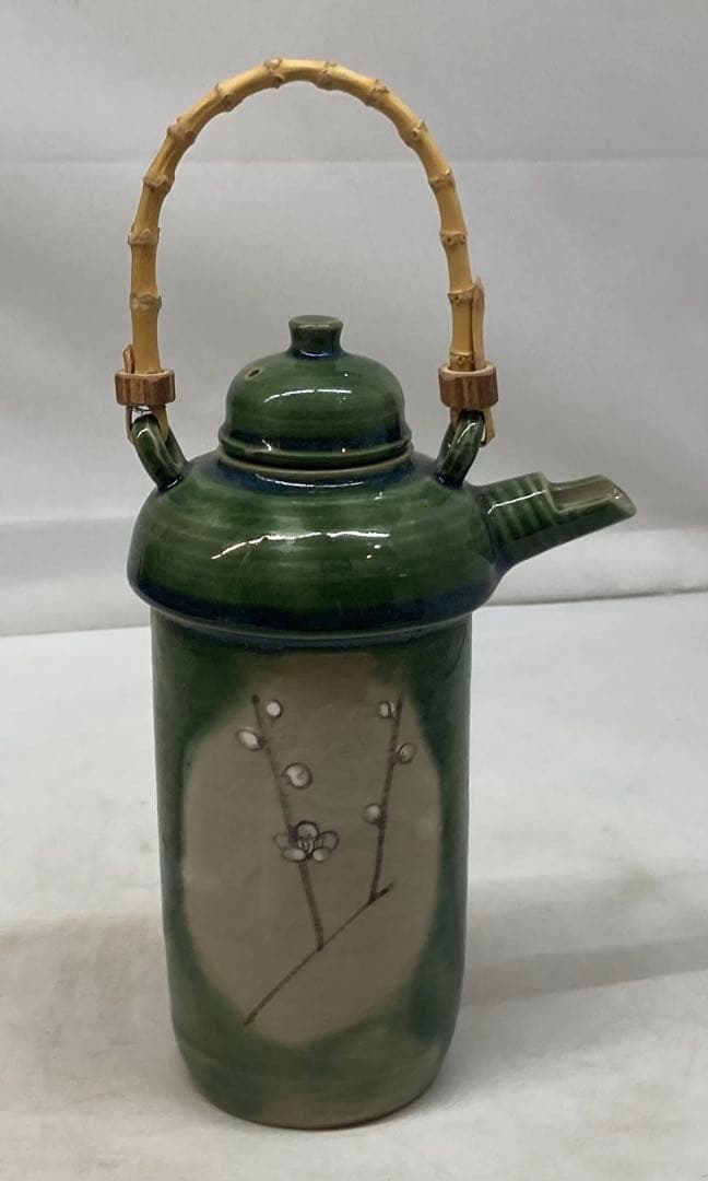 B469b 織部「酒器」「酒燗器」セット　金野光賀作　共箱　有神窯　尾道