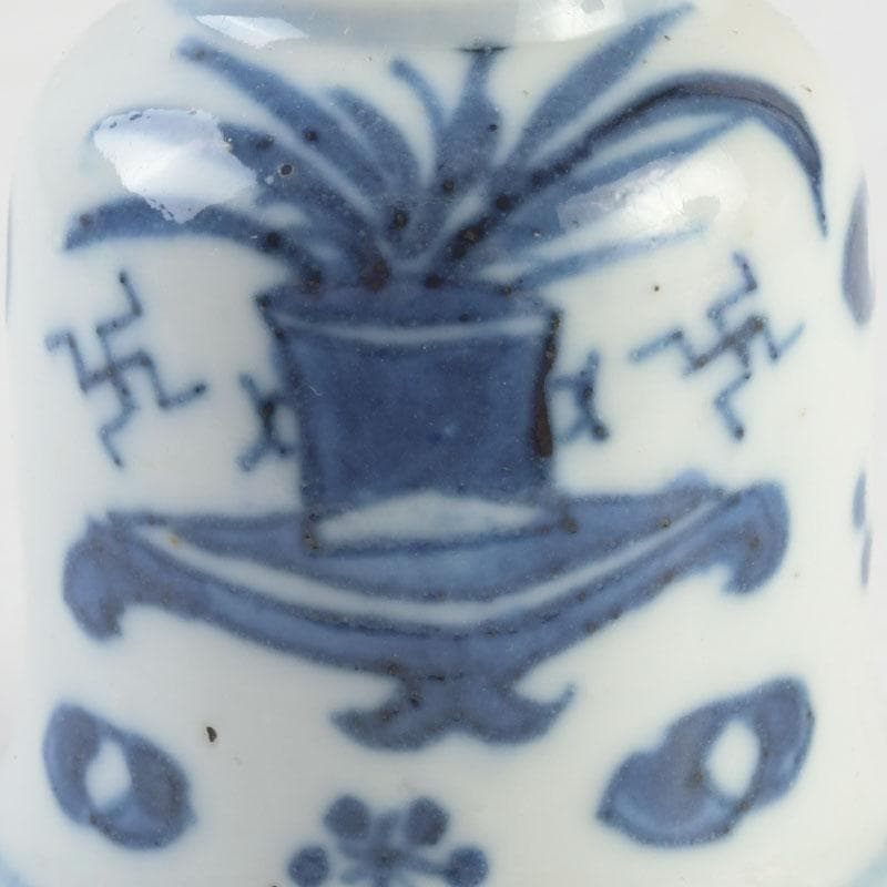 茶道具　伊万里焼　古染付　花草文　茶入　時代箱付　V　9309
