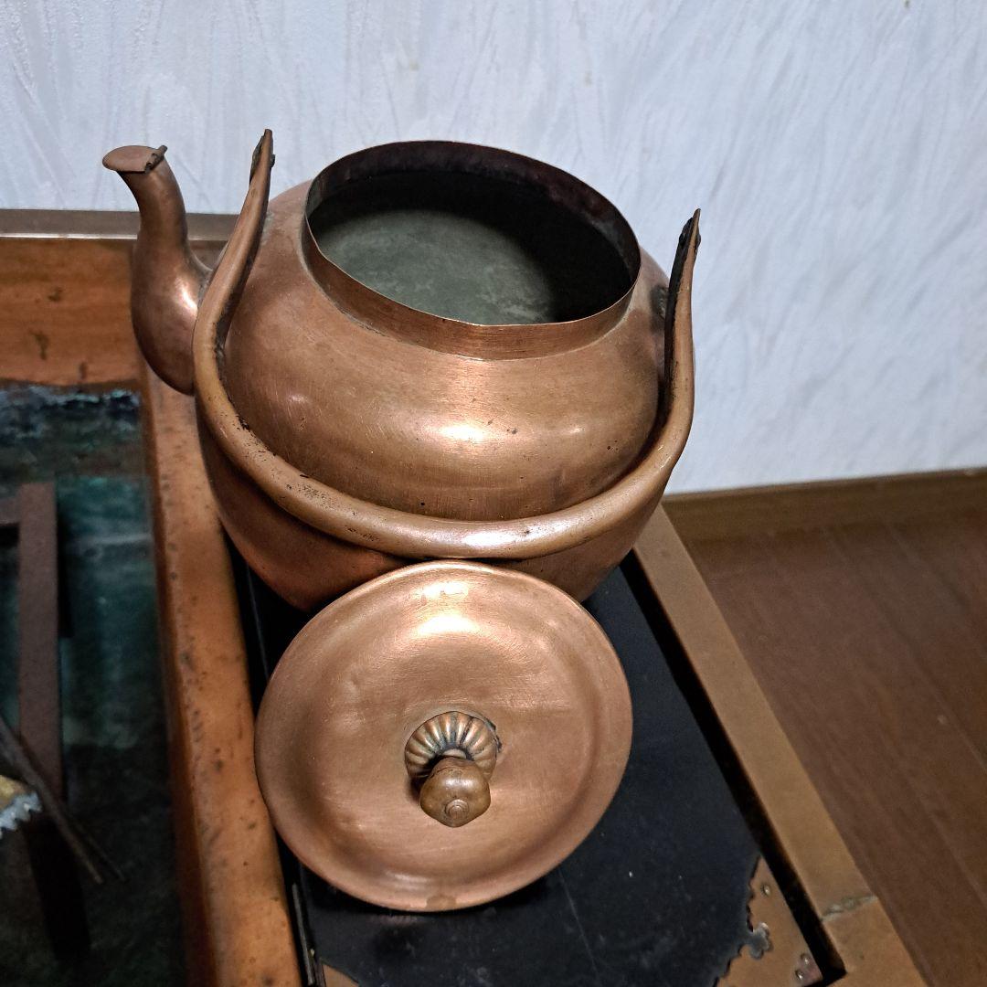 ★Masa ❗江戸時代❗ 『長火鉢』 五徳、火箸、灰均し、銅ヤカン付属