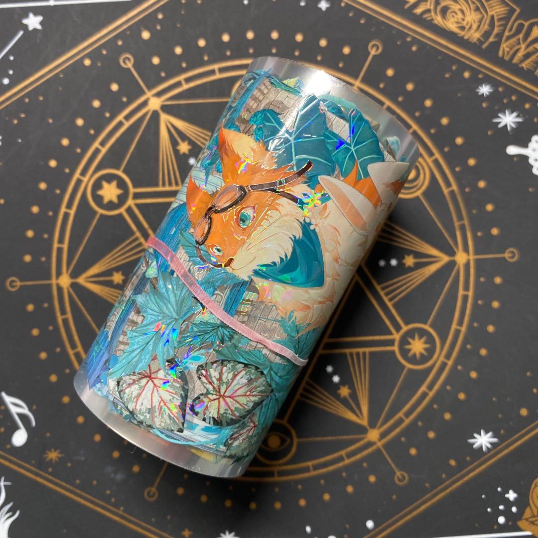 【9185】海外　マステ　中古巻　貝殻光マスキングテープ　緑　狐　兎　動物装飾系