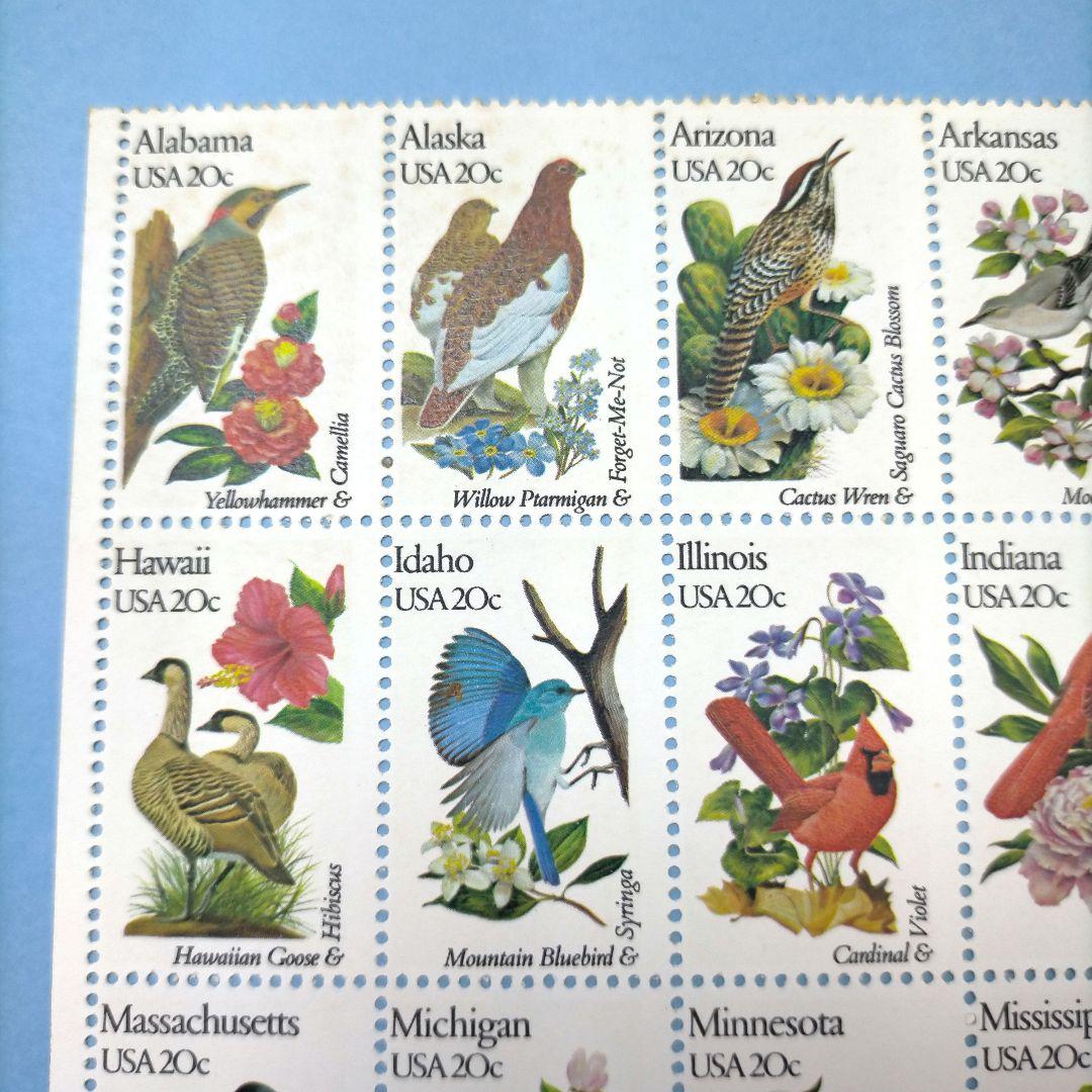 2772 外国切手 アメリカ 【人気品】州立鳥と花 50種完セットシート 未使用