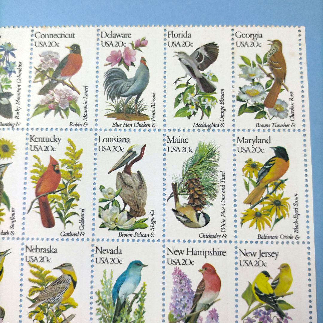 2772 外国切手 アメリカ 【人気品】州立鳥と花 50種完セットシート 未使用