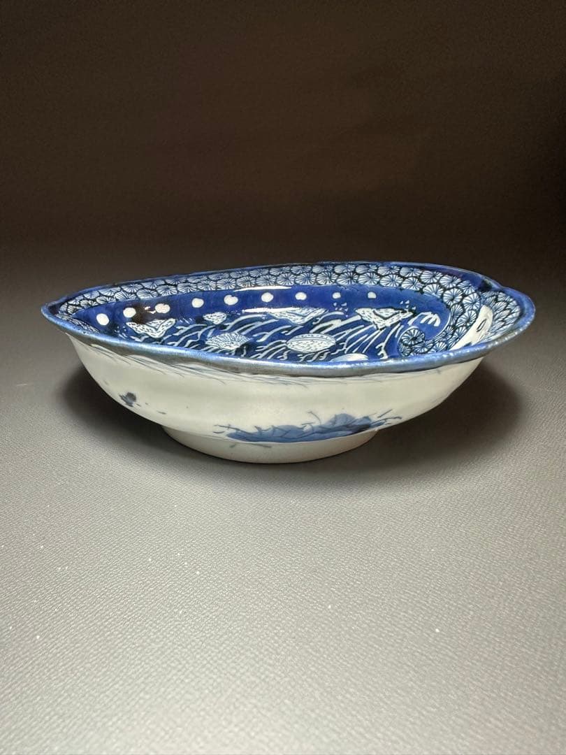 古伊万里　貝尽くし紋様　変形皿　2枚セット　染付皿