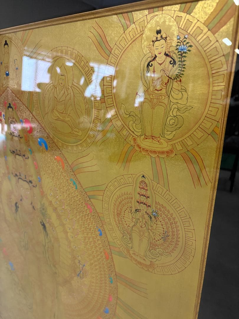 十一面千手観音 タンカ 仏画 絵画 細密画 サハスラブジャ 観音菩薩