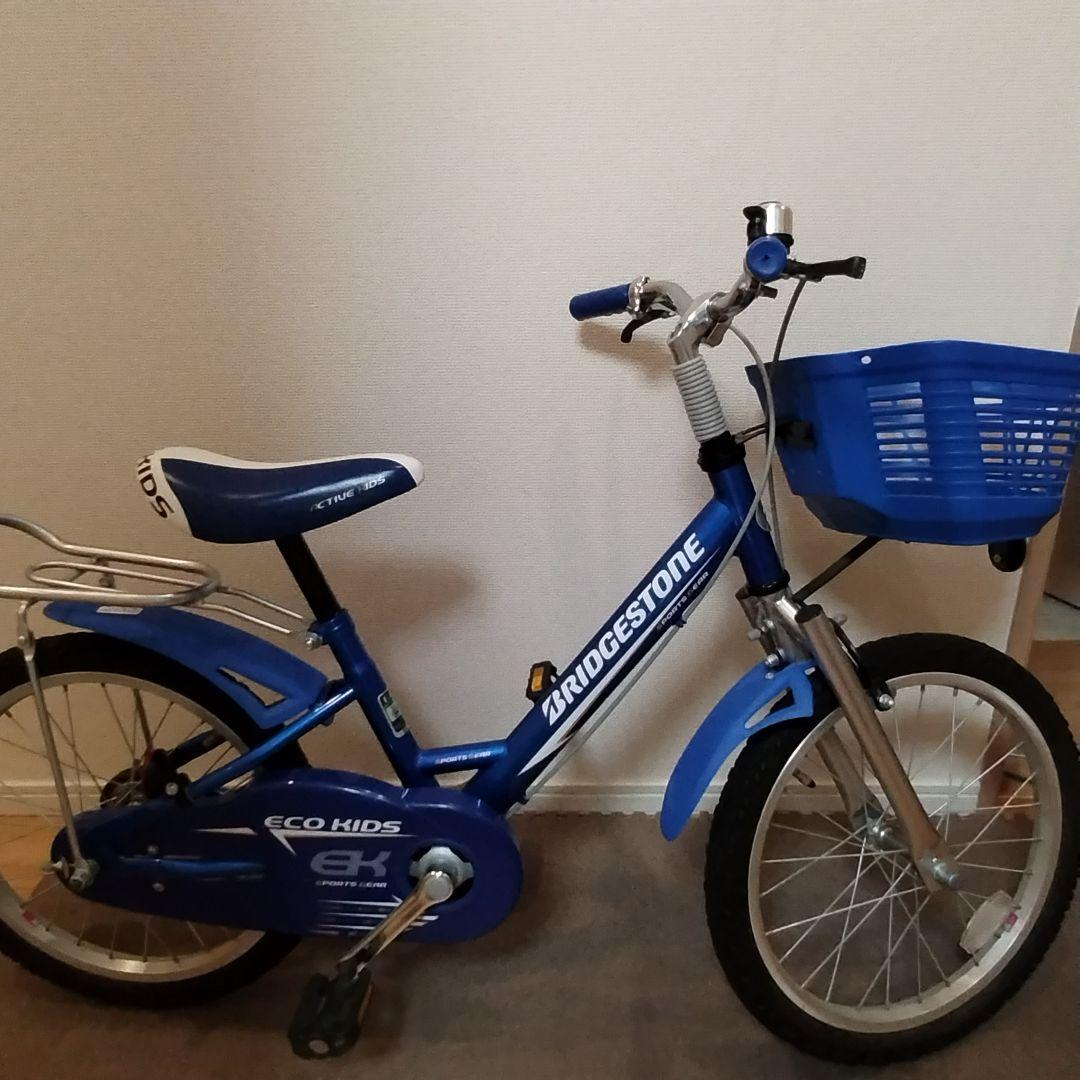 【中古】キッズ自転車　ブリヂストン　エコキッズスポーツ ブルー18型補助輪付き