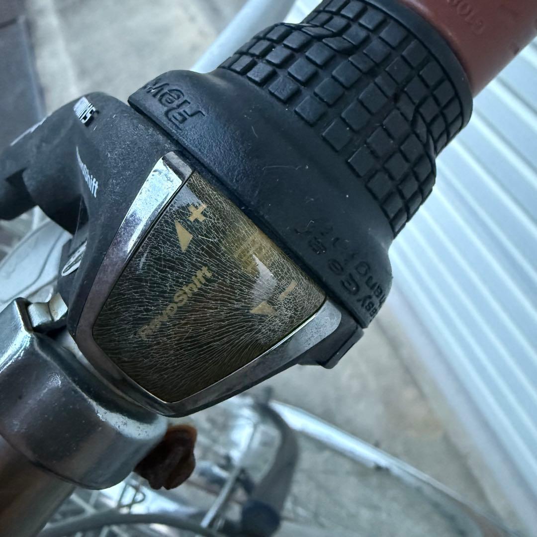 【引き取り限定】自転車　中古車　変速　シティサイクル 青　茶色サドル