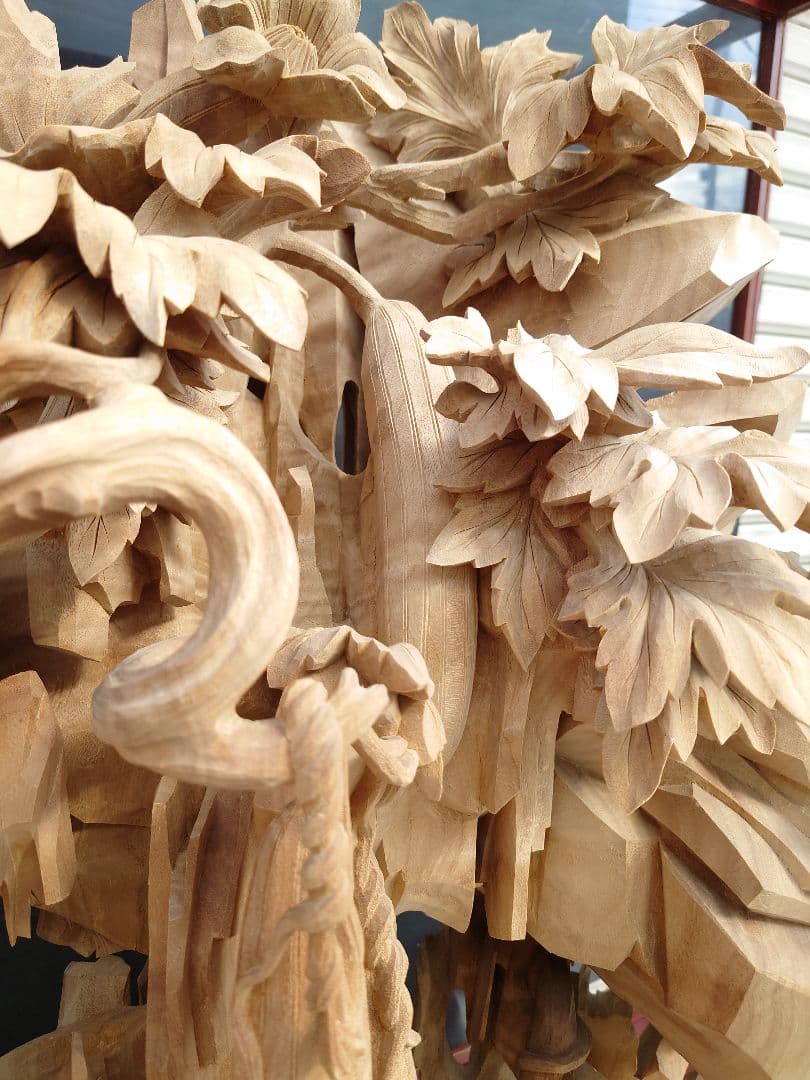 極細彫刻❗楠一刀彫瓜/逸品物/家宝/衝立/アンティーク/床置物/木彫り/送料無料