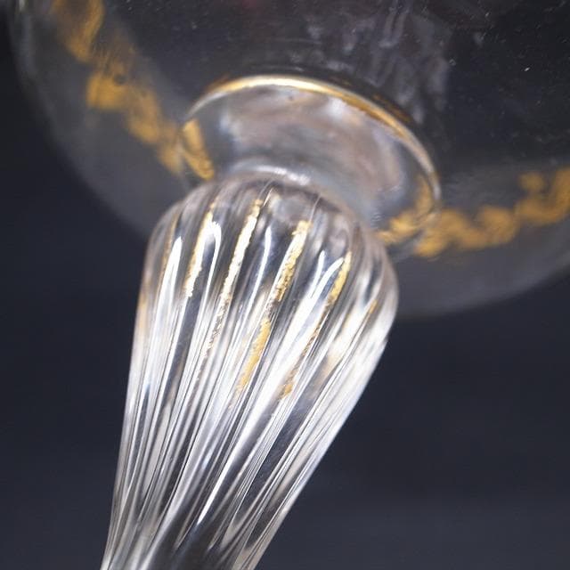 エミール・ガレ　金彩装飾　オリーブ文様　シャンパンカップ