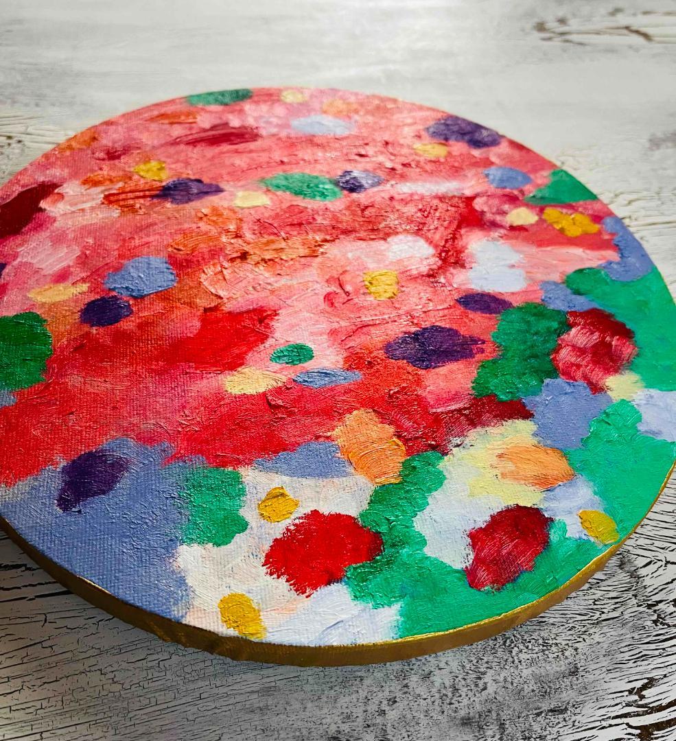 油彩 絵画 『Wild Flowers 2025』丸形 直径25cm 絵画 原画