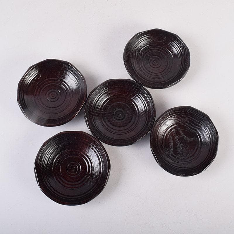 漆芸家　村瀬治兵衛作　沢栗　茶托　五客　V　R8869