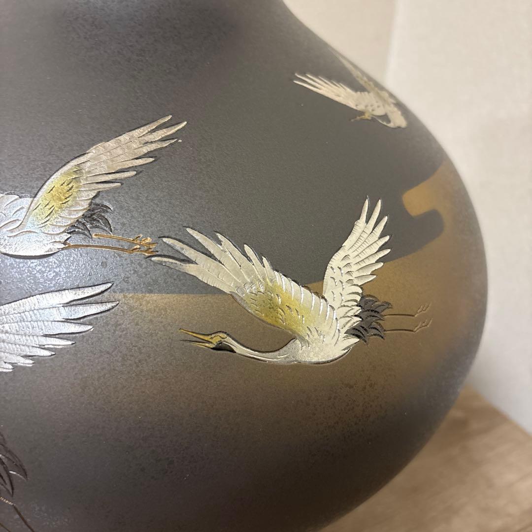 大型　特大　真峰　高岡銅器　花瓶　飾り壺　ビンテージ〈検 茶道　池坊　立花　置物