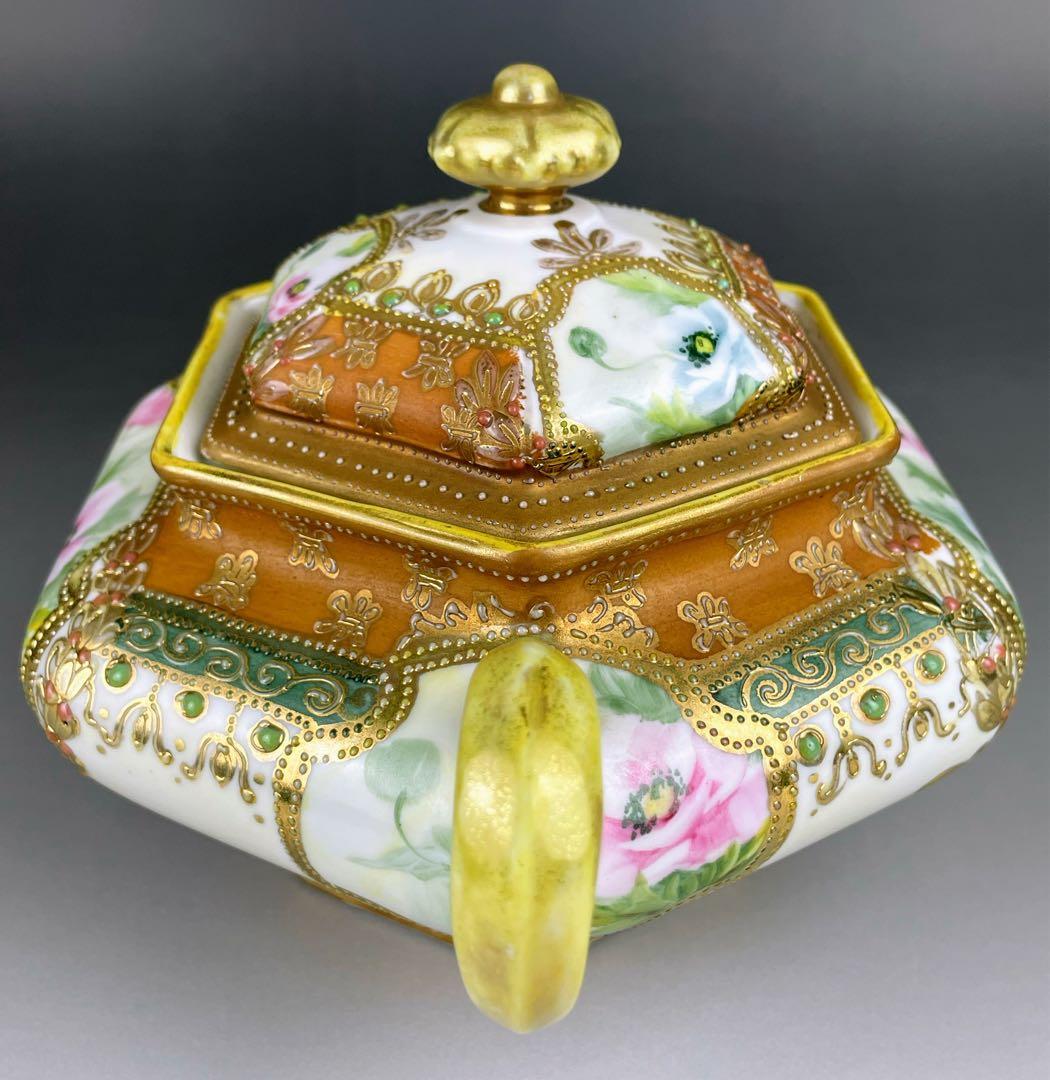 【希少】オールドノリタケ 約２４cm ポピー紋ジュエル付 ビスケットジャー