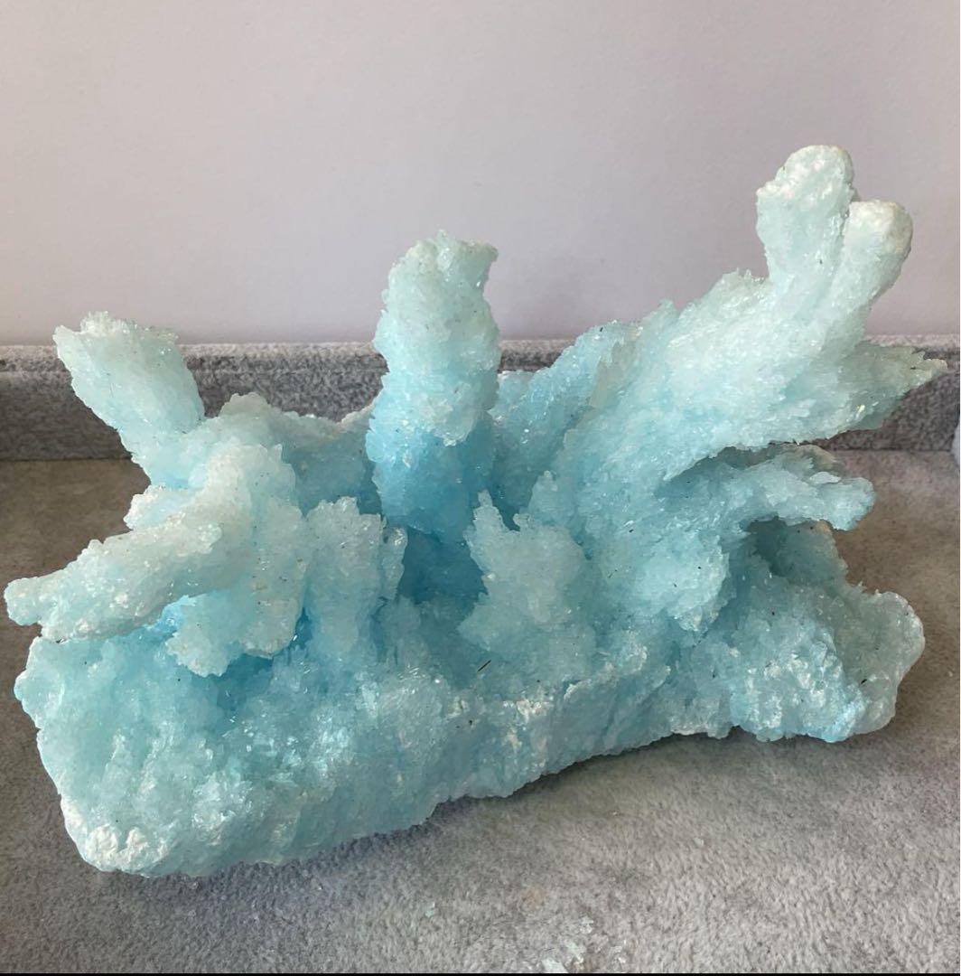 T991-2 アクアマリン水晶結晶　原石ジオードクラスター　天然石