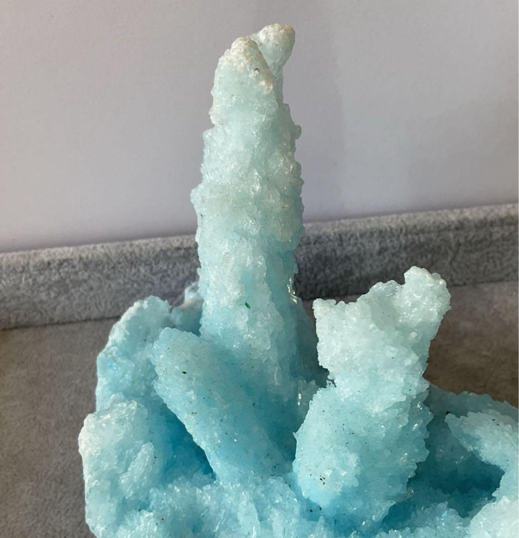 T991-2 アクアマリン水晶結晶　原石ジオードクラスター　天然石