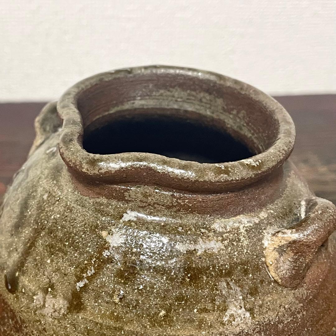 古備前 自然釉 雀口 鳶口 双耳壺 小壷 蹲 花器 花入 常滑焼 六古窯