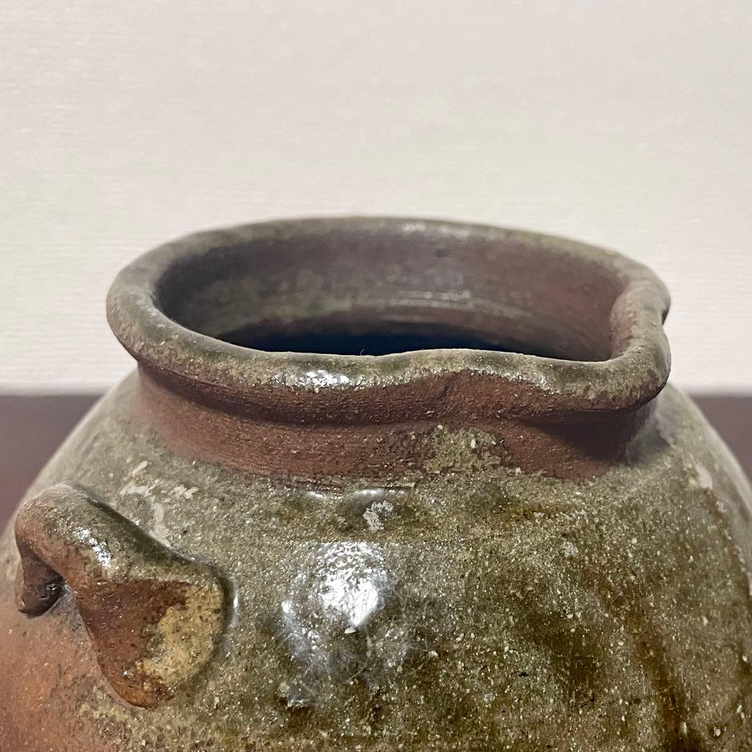 古備前 自然釉 雀口 鳶口 双耳壺 小壷 蹲 花器 花入 常滑焼 六古窯