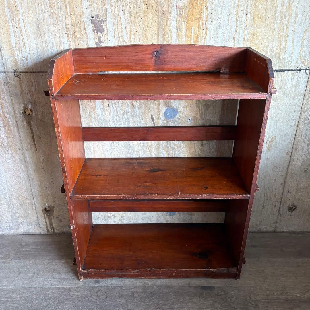 楔の本棚　3段　書棚　無垢材　オープンシェルフ　ラック　ヴィンテージ