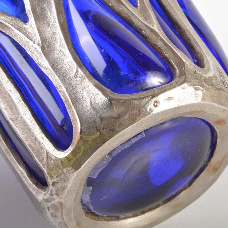 アンティーク　工芸ガラス　倉敷ガラス　小谷真三　銀巻花瓶　C　6718