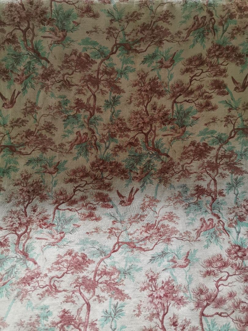 アンティークフランス 1880年トワルドジュイ鳥達の森 ボビンレース装飾カーテン