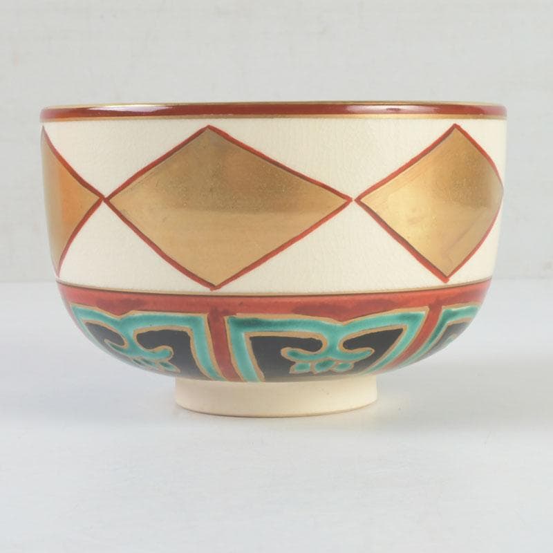 茶道具　京焼　橋本永豊造　仁清写　金菱　茶碗　時代箱　V　9835